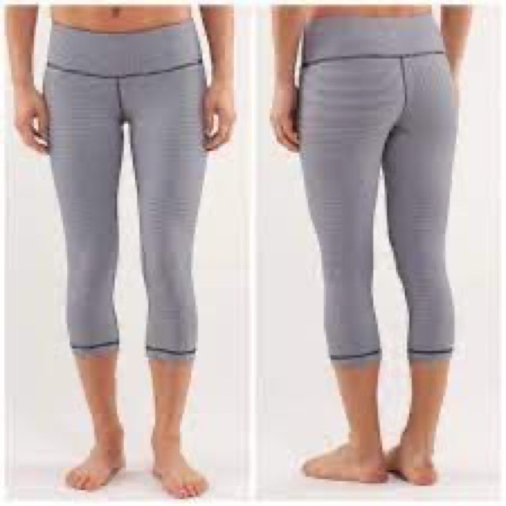 Lululemon Wunder Under Crop Leggings Inkwell Gingham Navy White Leggings
